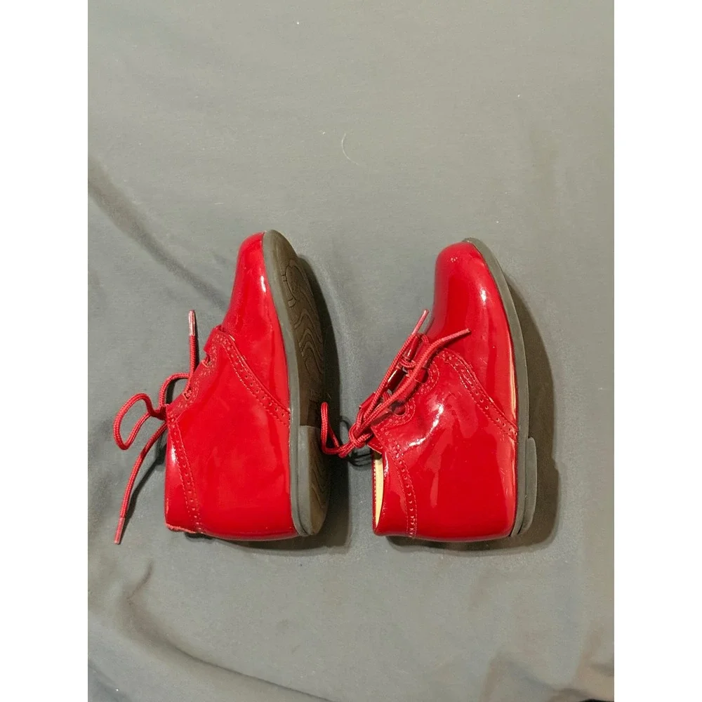 Beberils Size 21 Baby Toddler Booties‎ Shoes Patent Leather Tie Unisex Boy Girl